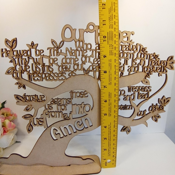 Our Father Wooden Tree Centerpiece Baptism, Holy communion. Christian decoration - Picture 3 of 5